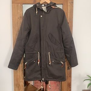 Ron Tomson RNT 23 Men’s Dark Grey Lined Medium-Weight long hooded coat, Sz M